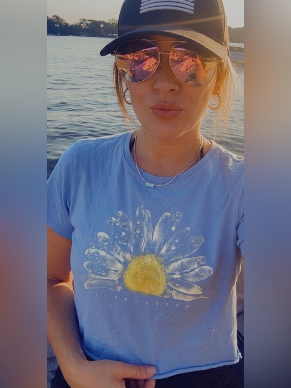 Life Is Good Light Blue Daisy Graphic Tee